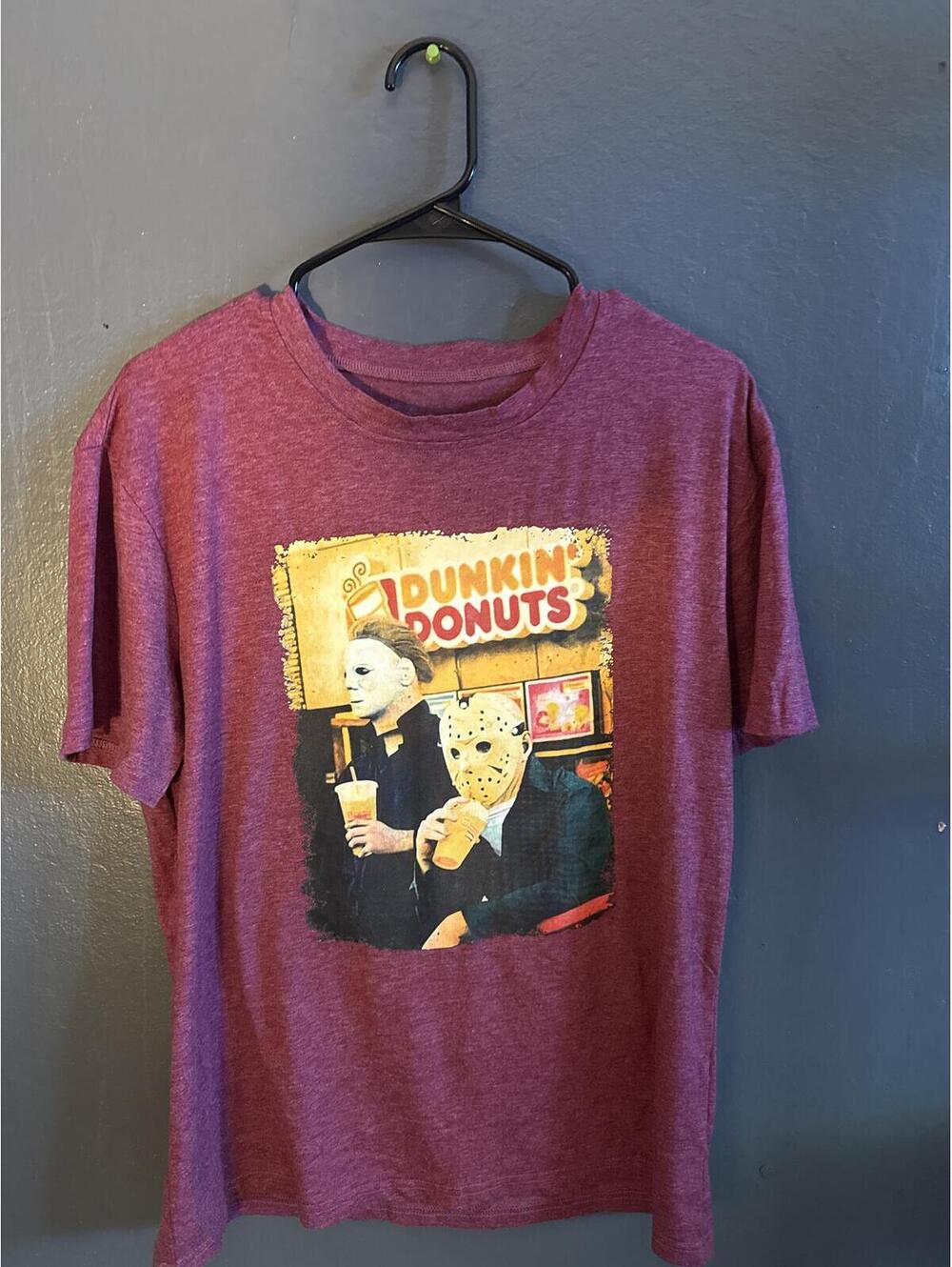 Burgundy Graphic Horror Casual Men's T-Shirt